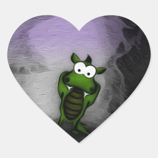 gekantelde draak hart sticker (Voorkant)