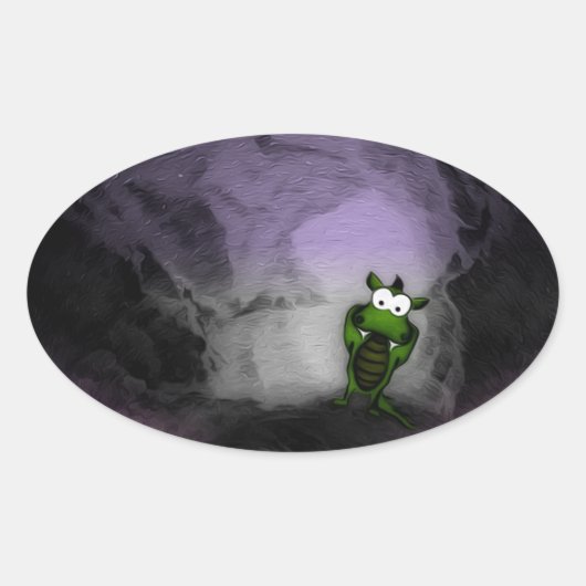 gekantelde draak ovale sticker (Voorkant)