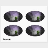 gekantelde draak ovale sticker (Vel)