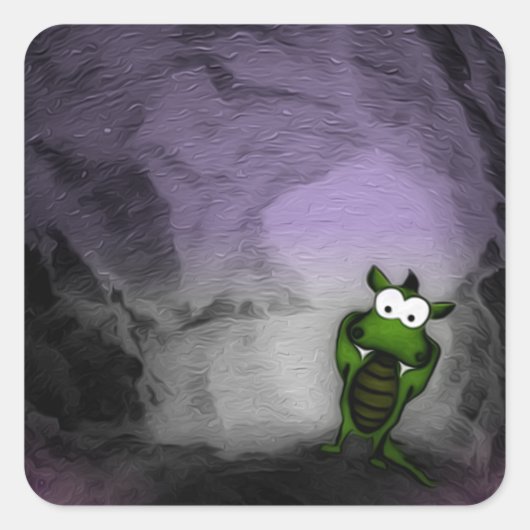gekantelde draak vierkante sticker (Voorkant)