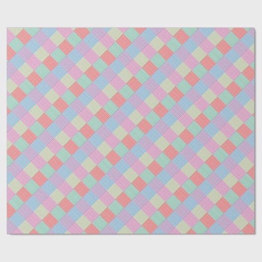 Gekantelde Gingham Patchwork Cadeaupapier (Vlak)