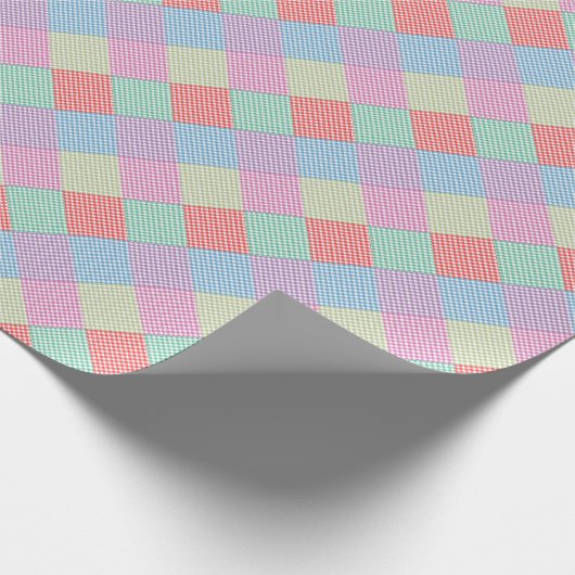 Gekantelde Gingham Patchwork Cadeaupapier (Hoek)