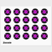 Gekantelde Pink Deth's Head-Sticker Ronde Sticker (Vel)
