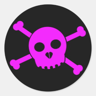 Gekantelde Pink Deth's Head-Sticker Ronde Sticker