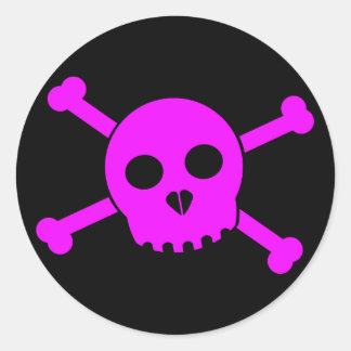 Gekantelde Pink Deth's Head-Sticker Ronde Sticker