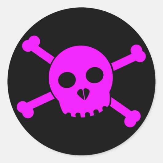 Gekantelde Pink Deth's Head-Sticker Ronde Sticker (Voorkant)