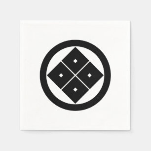 Gekantelde vier vierkante ogen in een cirkel servet