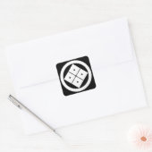 Gekantelde vierkante ogen in cirkel sticker (Envelop)
