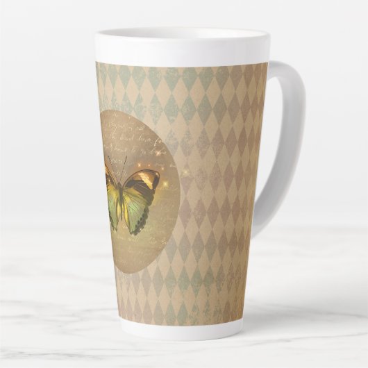  gekantelde vlinder latte mok (Rechterhoek)