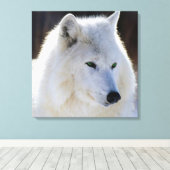 Gekapelde canvas/groene witte wolf canvas afdruk (Insitu (Houten vloer))