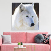 Gekapelde canvas/groene witte wolf canvas afdruk (Insitu (Woonkamer))