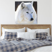 Gekapelde canvas/groene witte wolf canvas afdruk (Insitu (Slaapkamer))
