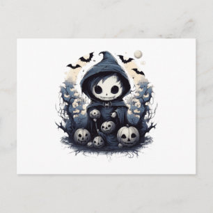 Gekapte Chibi Reaper Halloween - Whimsisch Donkere Briefkaart