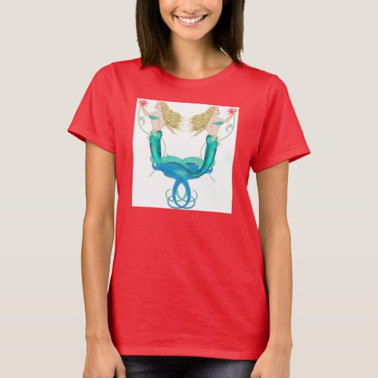 Gekarieerde mermaiden t-shirt (Voorkant)