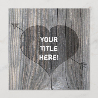 Gekarkassen hart op hout - wenskaarten op vierkant kaart