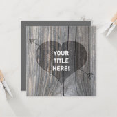 Gekarkassen hart op hout - wenskaarten op vierkant kaart (Voorkant / Achterkant in situ)