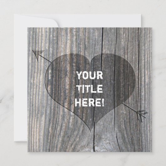 Gekarkassen hart op hout - wenskaarten op vierkant kaart (Voorkant)