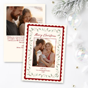 Gekartelde Kerst Twee Foto Feestdagenkaart