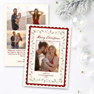Gekartelde Kerstmis Vijf Foto Feestdagenkaart