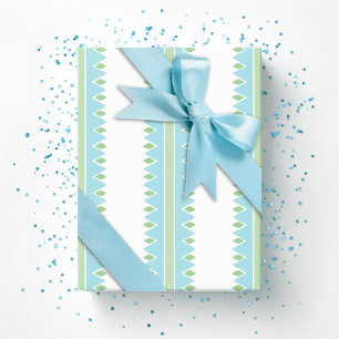 Gekartelde streep in groen en aqua cadeaupapier