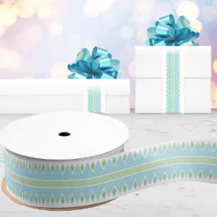 Gekartelde streep in groen en aqua grosgrain lint