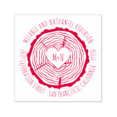 Gekerfd Houten Hart Rustieke Trouw Retouradres Zelfinktende Stempel (Design)