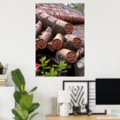 Geketeld dak van een Okinawaans huis Poster (Thuiskantoor)