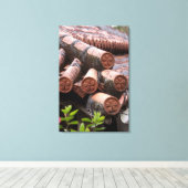 Geketeld dak van Okinawaans huis Canvas Afdruk (Insitu (Houten vloer))