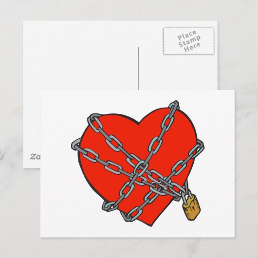 geketend en gesloten hart briefkaart (Voorkant / Achterkant)