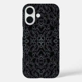 Geketende abstracte gespiegelde afbeelding grijs o iPhone 16 hoesje