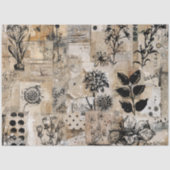 Geketste Botanische Collage Decoupage Tissuepapier (Voorkant)