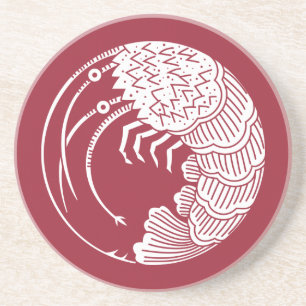 Gekielde zeekreeft cirkel zandsteen onderzetter