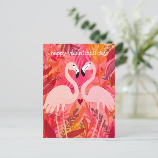 GEKIETELDE ROZE Flamingo's Valentijn grillig Schat Briefkaart (Staand voorkant)