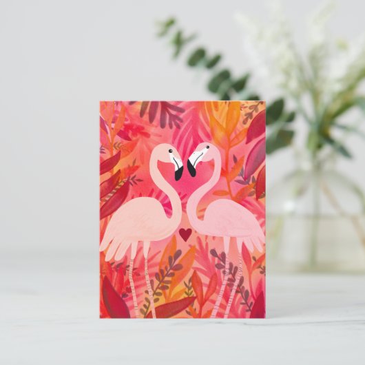 GEKIETELDE ROZE Flamingo's Valentijn grillig Schat Briefkaart (Staand voorkant)