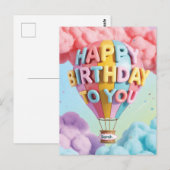 Gekke 3D 'Happy Birthday' Heet Luchtballon Briefkaart (Voorkant / Achterkant)