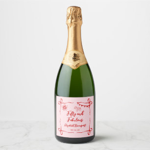 Gekke 50 en Fantastische Doodle en Boog Verjaardag Sparkling Wijnetiket