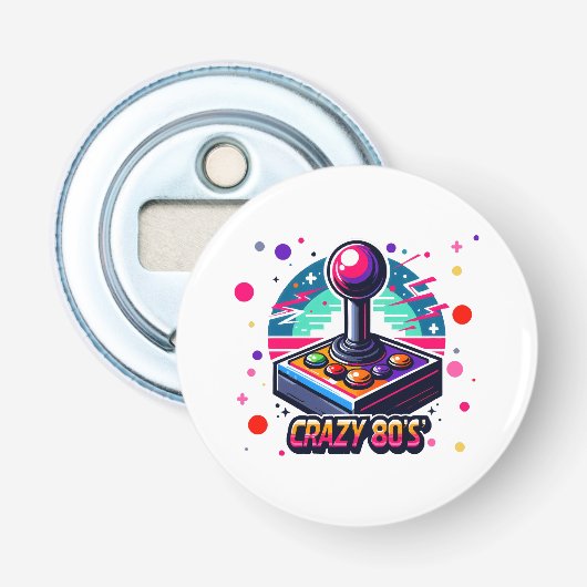 gekke 80's old school stijl button flesopener (Voorkant)