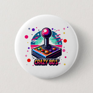 gekke 80's old school stijl ronde button 5,7 cm