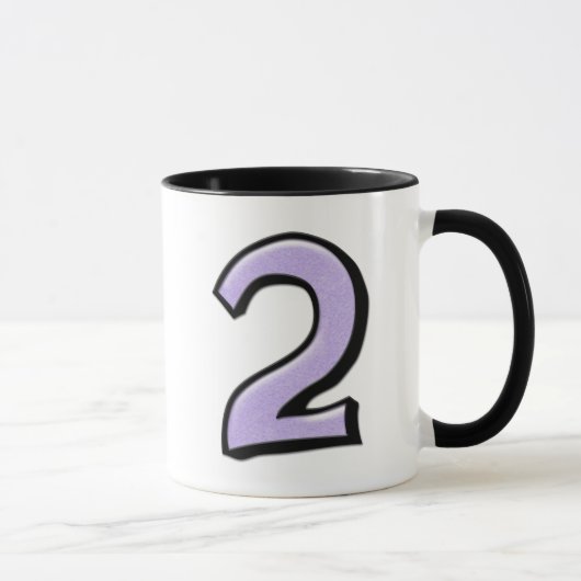 Gekke Aantal 2 lavender witte Mok (Rechts)
