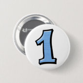 Gekke aantallen 1 blauwe Button (Voorkant /achterkant)