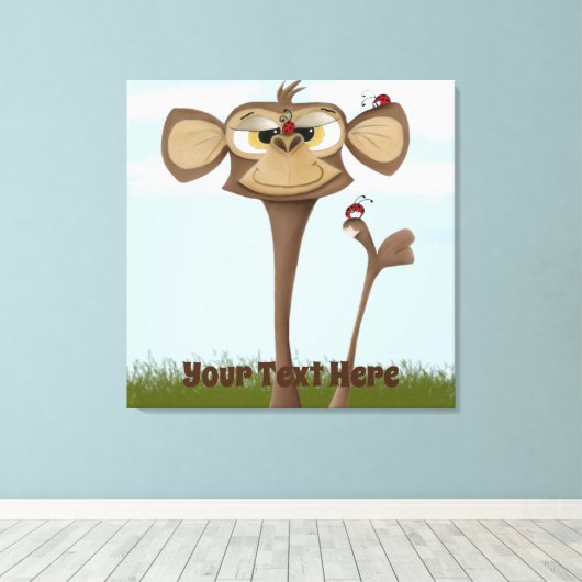 Gekke Aap en Lieveheersbeestjes Canvas Afdruk (Insitu (Houten vloer))