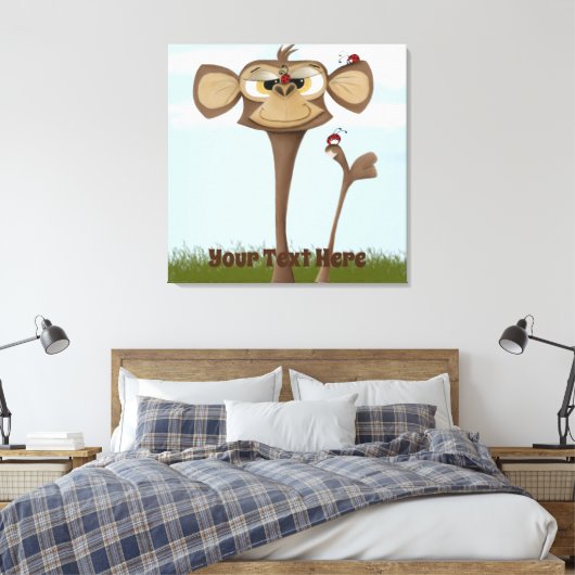 Gekke Aap en Lieveheersbeestjes Canvas Afdruk (Insitu (Slaapkamer))
