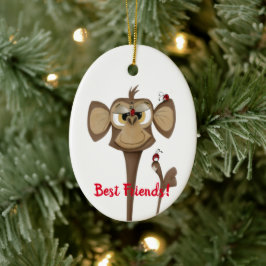 Gekke Aap en Lieveheersbeestjes Keramisch Ornament