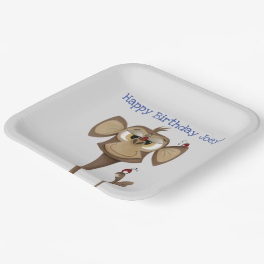 Gekke Aap en Lieveheersbeestjes Papieren Bordje (Gebogen)
