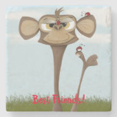 Gekke Aap en Lieveheersbeestjes Stenen Onderzetter (Voorkant)