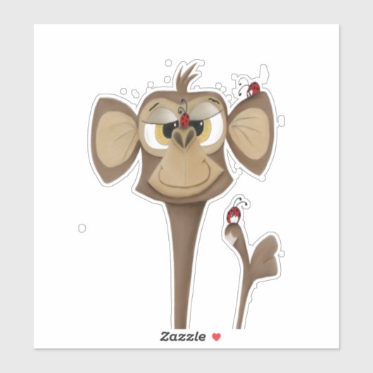 Gekke Aap en Lieveheersbeestjes Sticker (Vel)