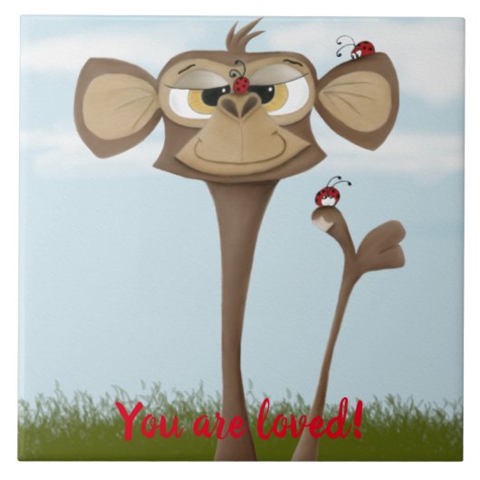 Gekke Aap en Lieveheersbeestjes Tegeltje (Voorkant)