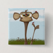 Gekke Aap en Lieveheersbeestjes Vierkante Button 5,1 Cm (Voorkant)