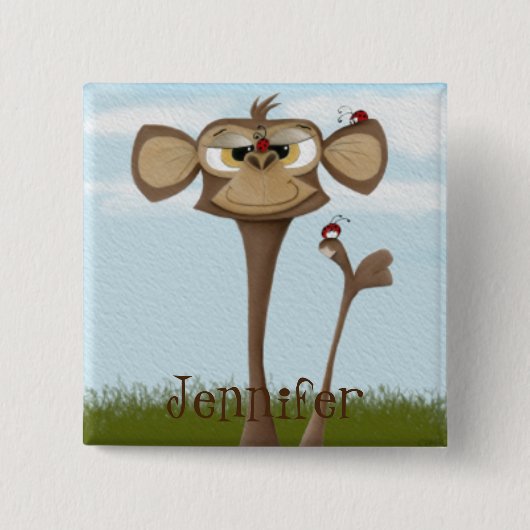 Gekke Aap en Lieveheersbeestjes Vierkante Button 5,1 Cm (Voorkant)