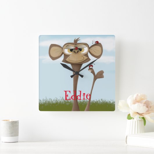 Gekke Aap en Lieveheersbeestjes Vierkante Klok (Huis)